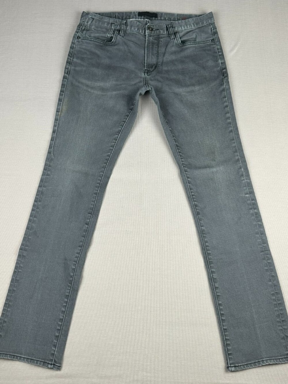 John Varvatos USA Bowery Slim Straight Jeans Gray Wash Mens 33x32 Stretch $198